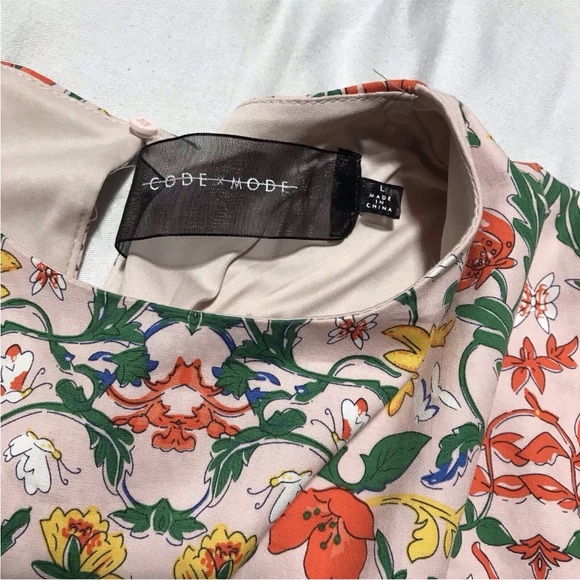 Code X Mode Waist Tie Dress Blush Floral Multi SIze L Pockets Keyhole Neck - Picture 7 of 16